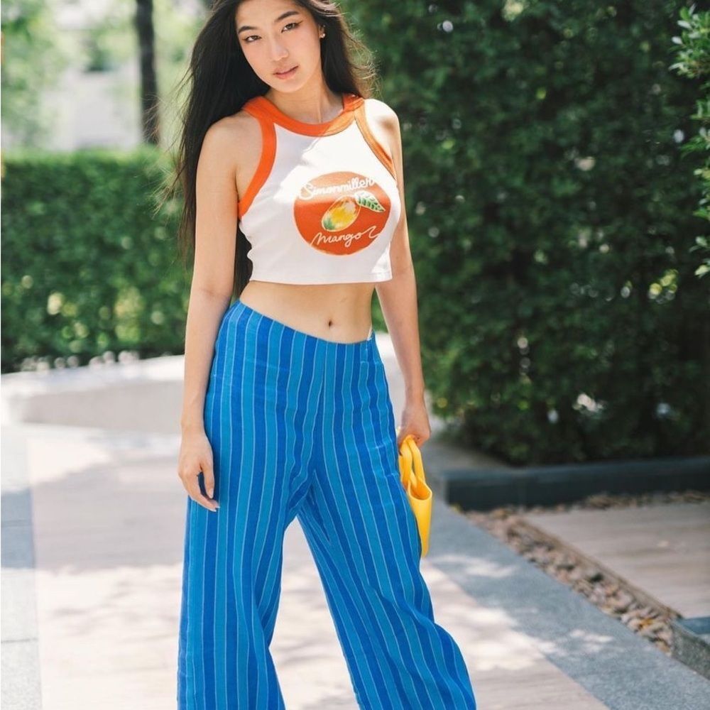 Mango striped linen pants from simon miller collab